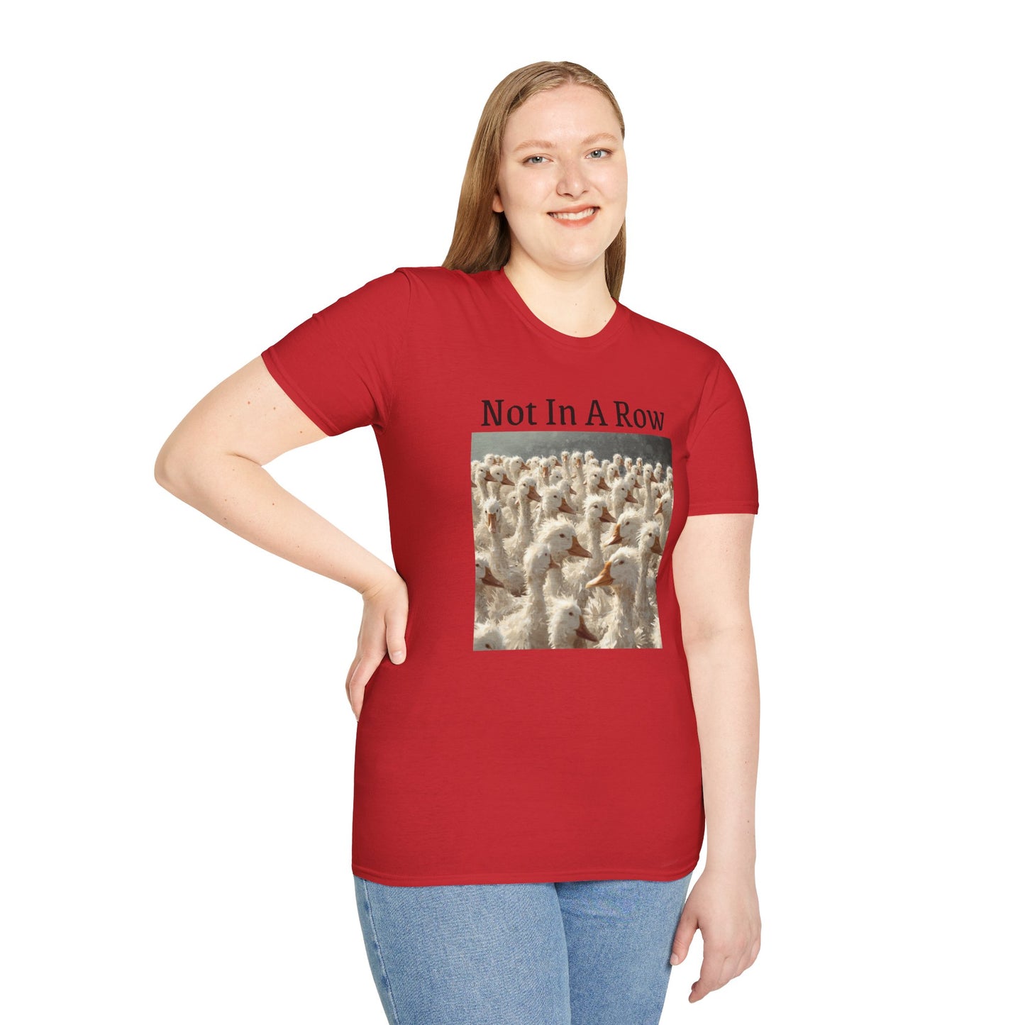 T-Shirt — "Not In A Row" Duck Flock Graphic Tee