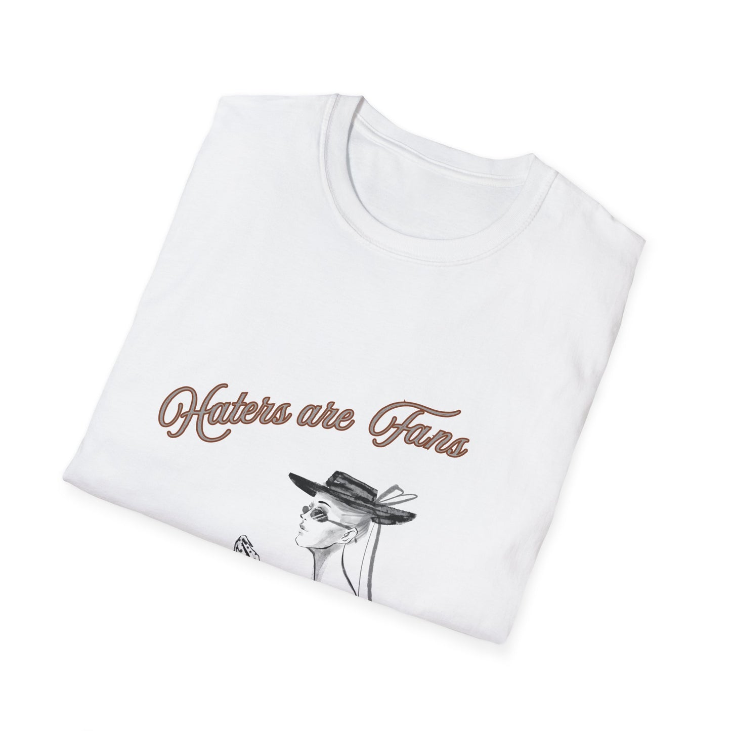 Haters Are Fans Graphic Tee — Vintage Chic Woman Illustration