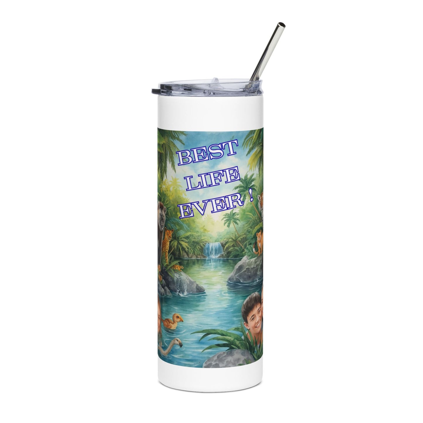 Tumbler - "Best Life Ever" Tropical Wildlife 20oz Stainless Steel Tumbler