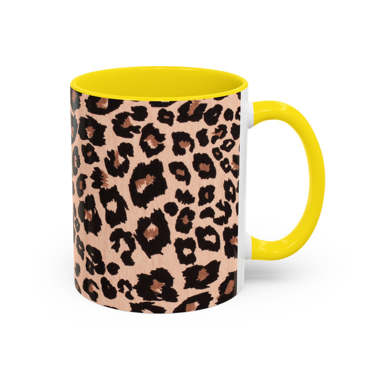 Leopard Print Accent Coffee Mug – 11/15oz Stylish Animal Print Ceramic Cup
