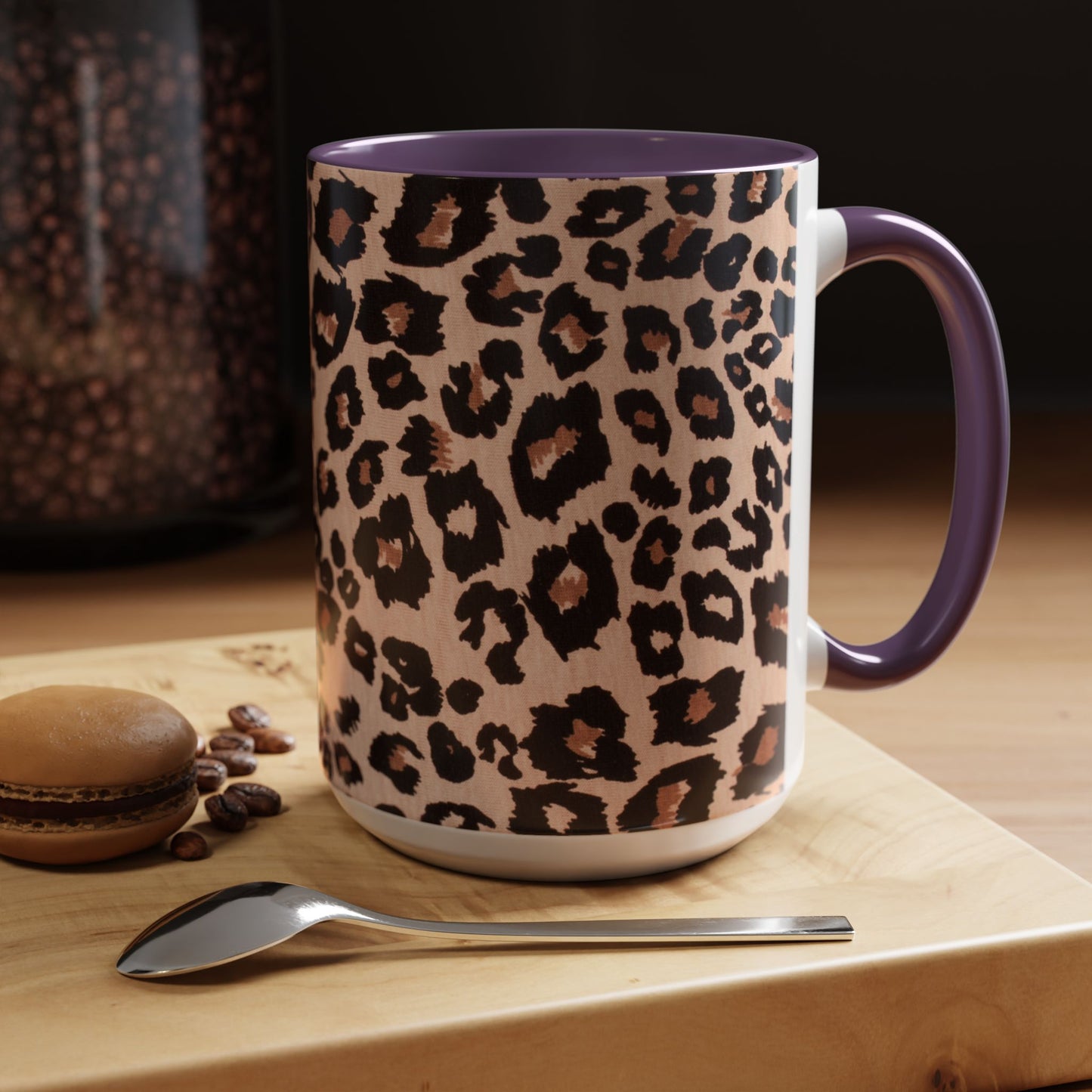 Leopard Print Accent Coffee Mug – 11/15oz Stylish Animal Print Ceramic Cup