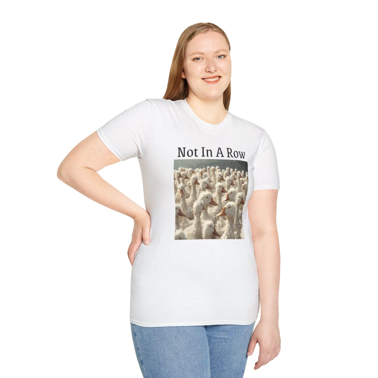 T-Shirt — "Not In A Row" Duck Flock Graphic Tee