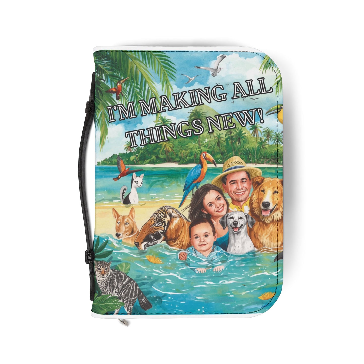 Bible Cover — "I'm Making All Things New" Inspirational Family & Pets Design