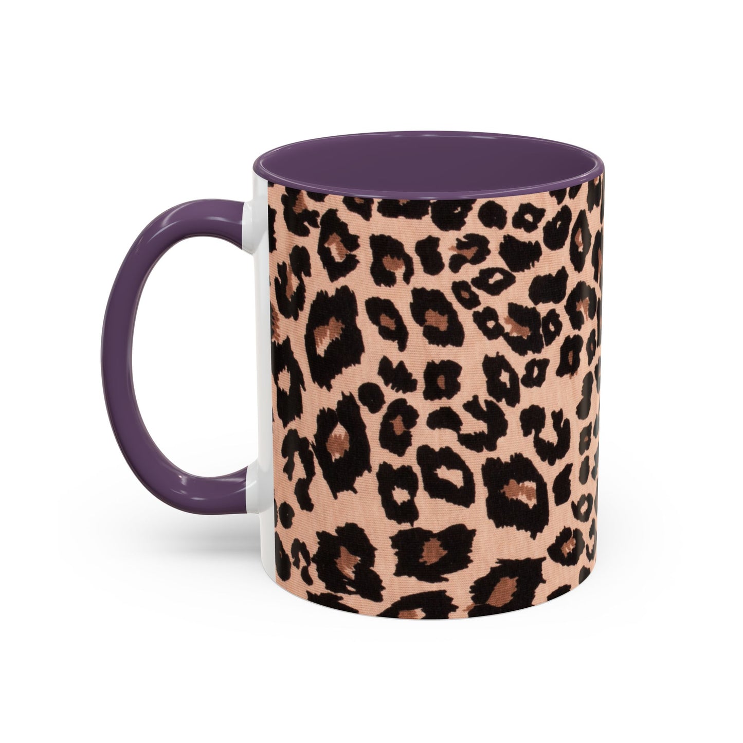 Leopard Print Accent Coffee Mug – 11/15oz Stylish Animal Print Ceramic Cup