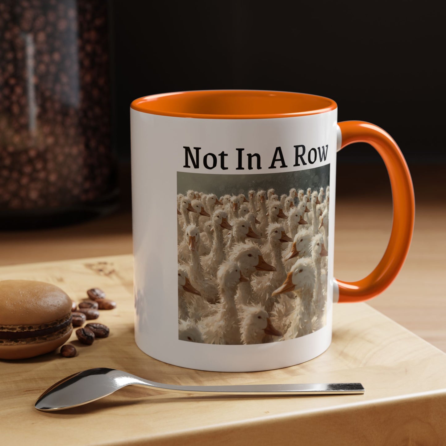 Not In A Row Coffee Mug — Funny Duck Flock Accent Mug (11/15oz)