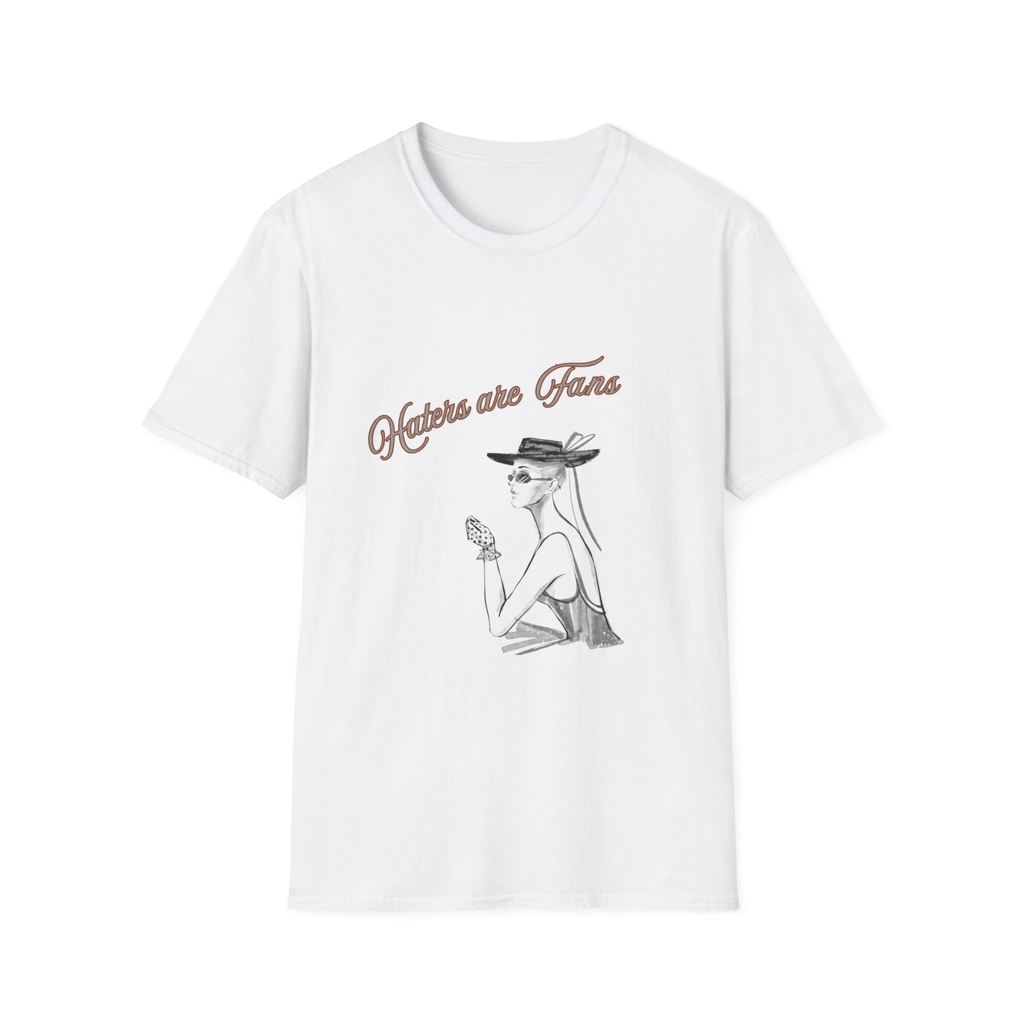 Haters Are Fans Graphic Tee — Vintage Chic Woman Illustration