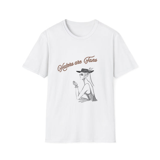 Haters Are Fans Graphic Tee — Vintage Chic Woman Illustration