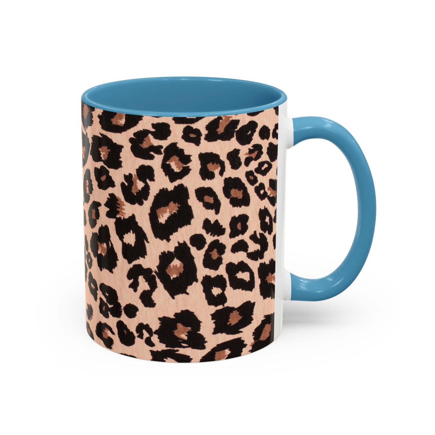 Leopard Print Accent Coffee Mug – 11/15oz Stylish Animal Print Ceramic Cup