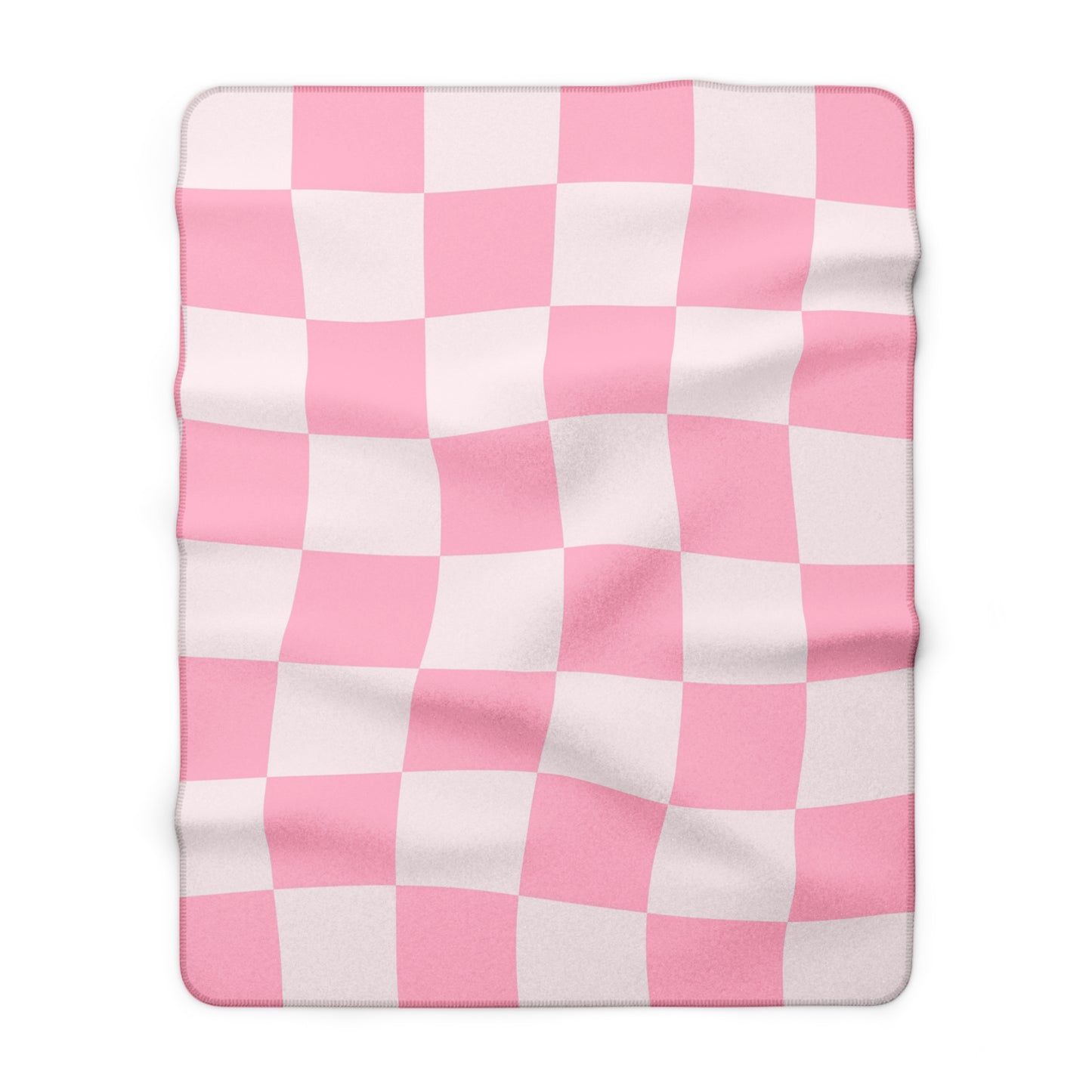 Pink Checkered Sherpa Blanket – Soft Fleece Cozy Throw for Bedroom & Nursery