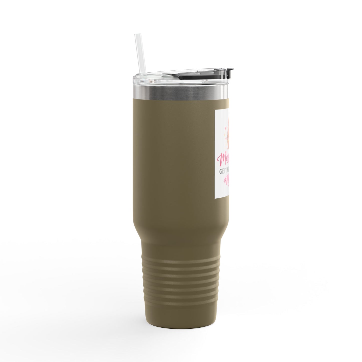 40oz Insulated Travel Mug — "Messy Buns Getting Stuff Done #MomLife"