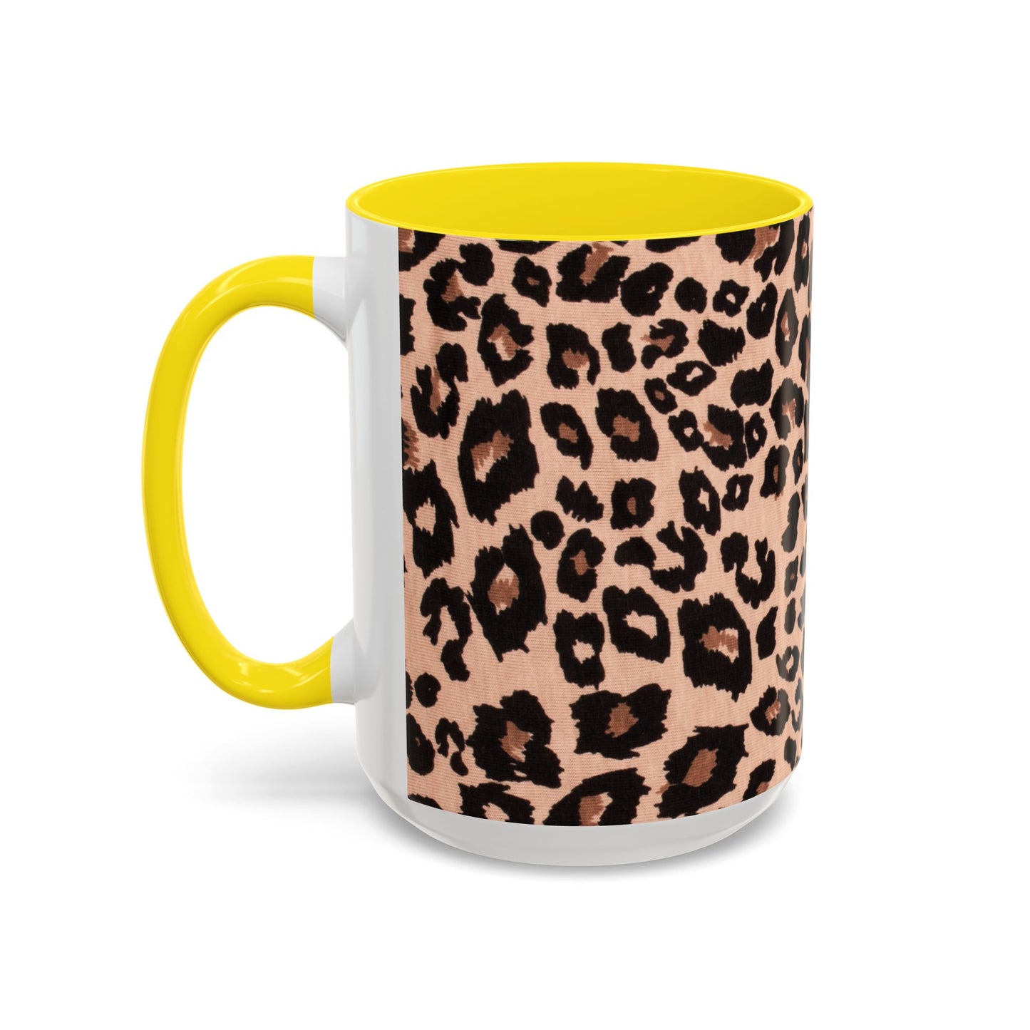 Leopard Print Accent Coffee Mug – 11/15oz Stylish Animal Print Ceramic Cup