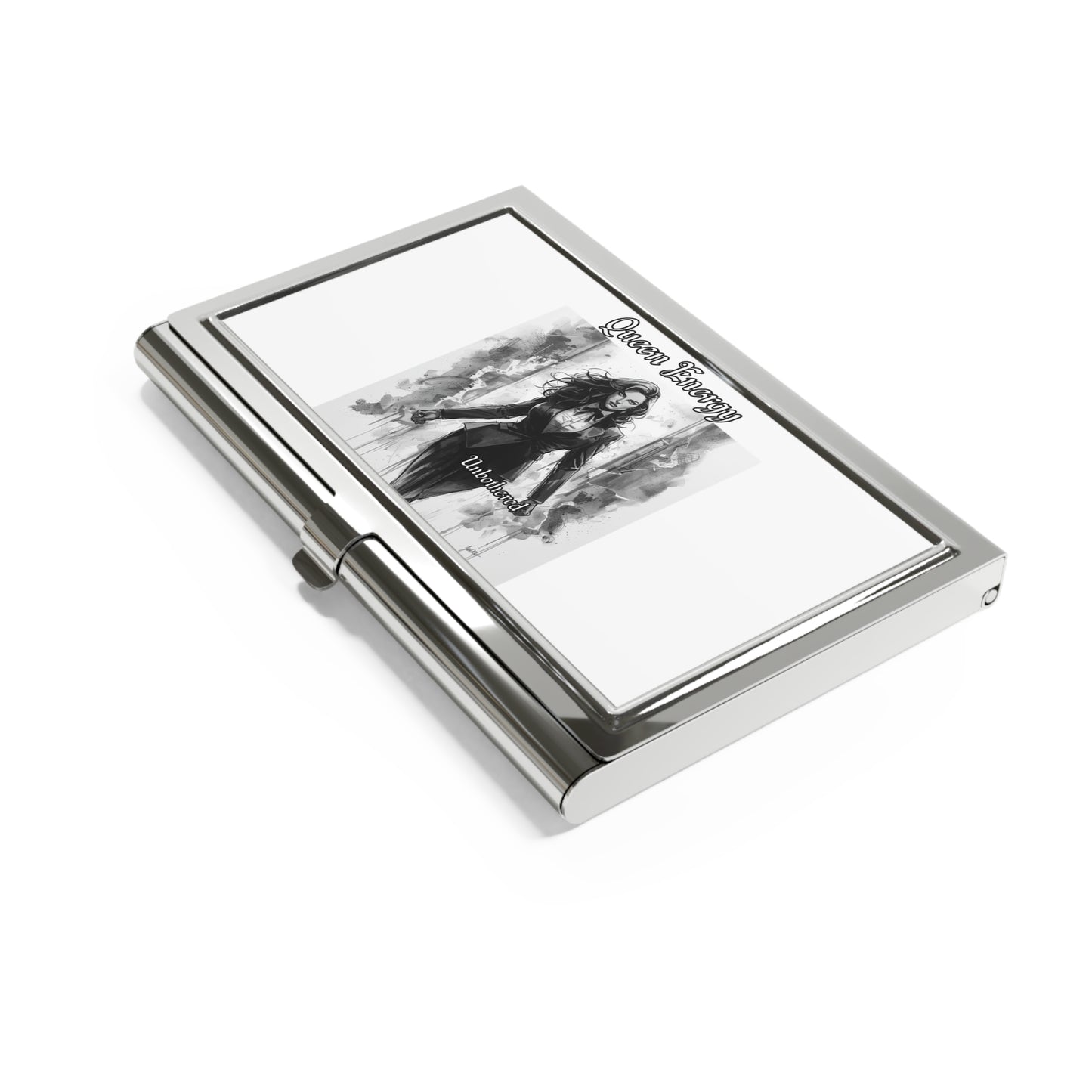 Business Card Holder — "Queen Energy" Gothic Femme Fatale Metal Case