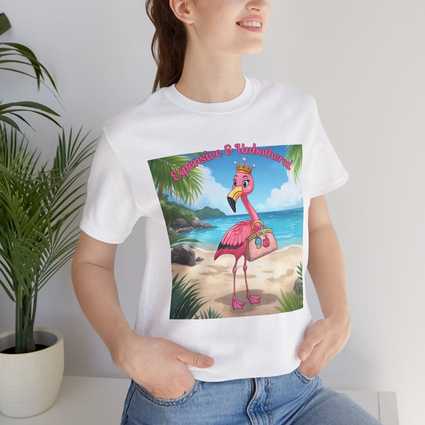 Flamingo Beach Vacation T‑Shirt — 'Paradise & Wanderlust' Tropical Graphic Tee
