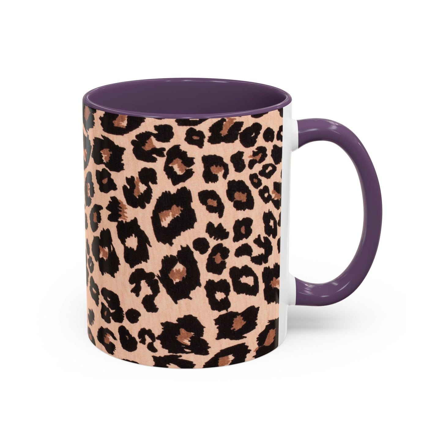 Leopard Print Accent Coffee Mug – 11/15oz Stylish Animal Print Ceramic Cup
