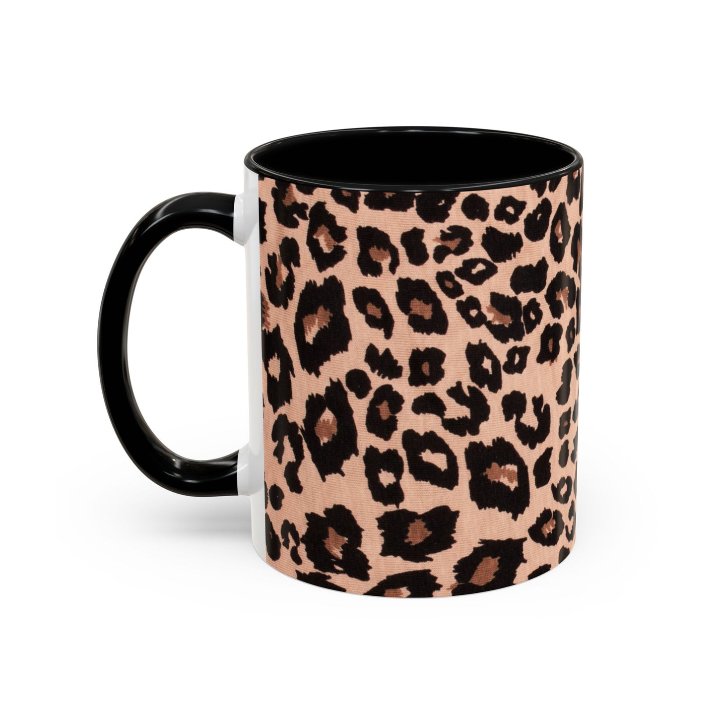 Leopard Print Accent Coffee Mug – 11/15oz Stylish Animal Print Ceramic Cup