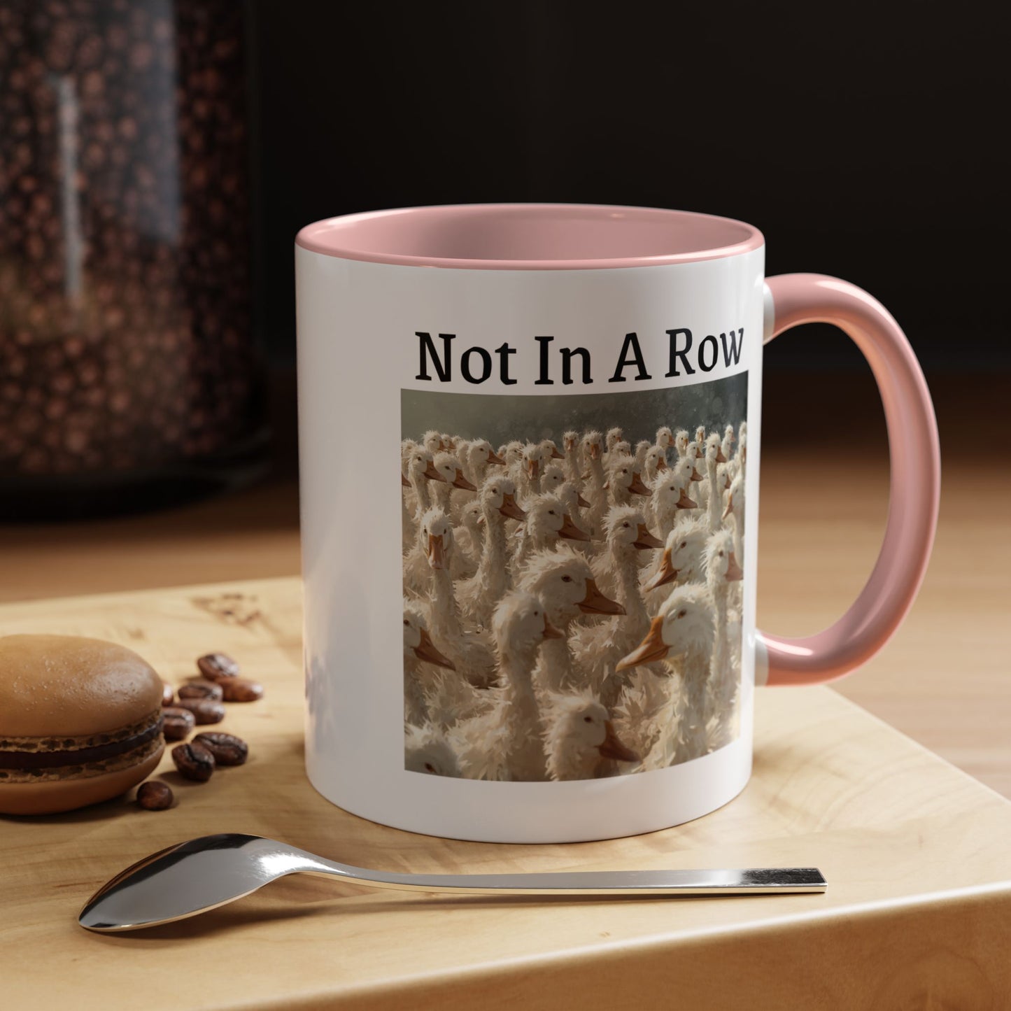Not In A Row Coffee Mug — Funny Duck Flock Accent Mug (11/15oz)