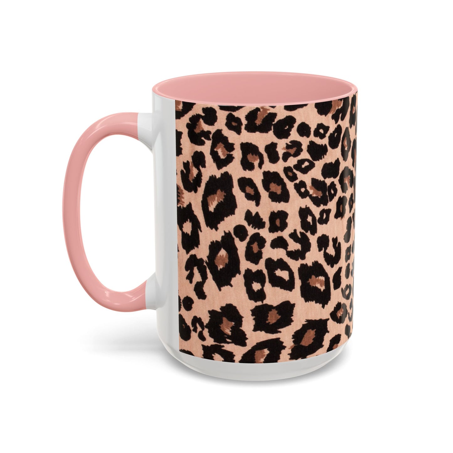 Leopard Print Accent Coffee Mug – 11/15oz Stylish Animal Print Ceramic Cup