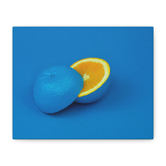 Blue Orange Canvas Art Print — Vibrant Surreal Fruit Wall Decor