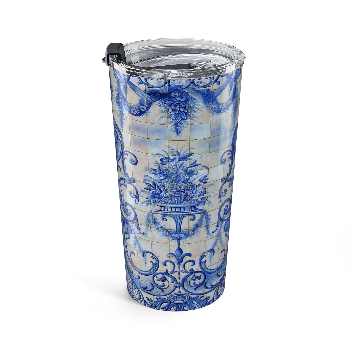 Blue Delft Ceramic Pattern Tumbler — 20oz Insulated Travel Cup