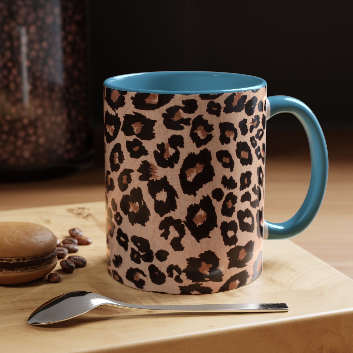 Leopard Print Accent Coffee Mug – 11/15oz Stylish Animal Print Ceramic Cup