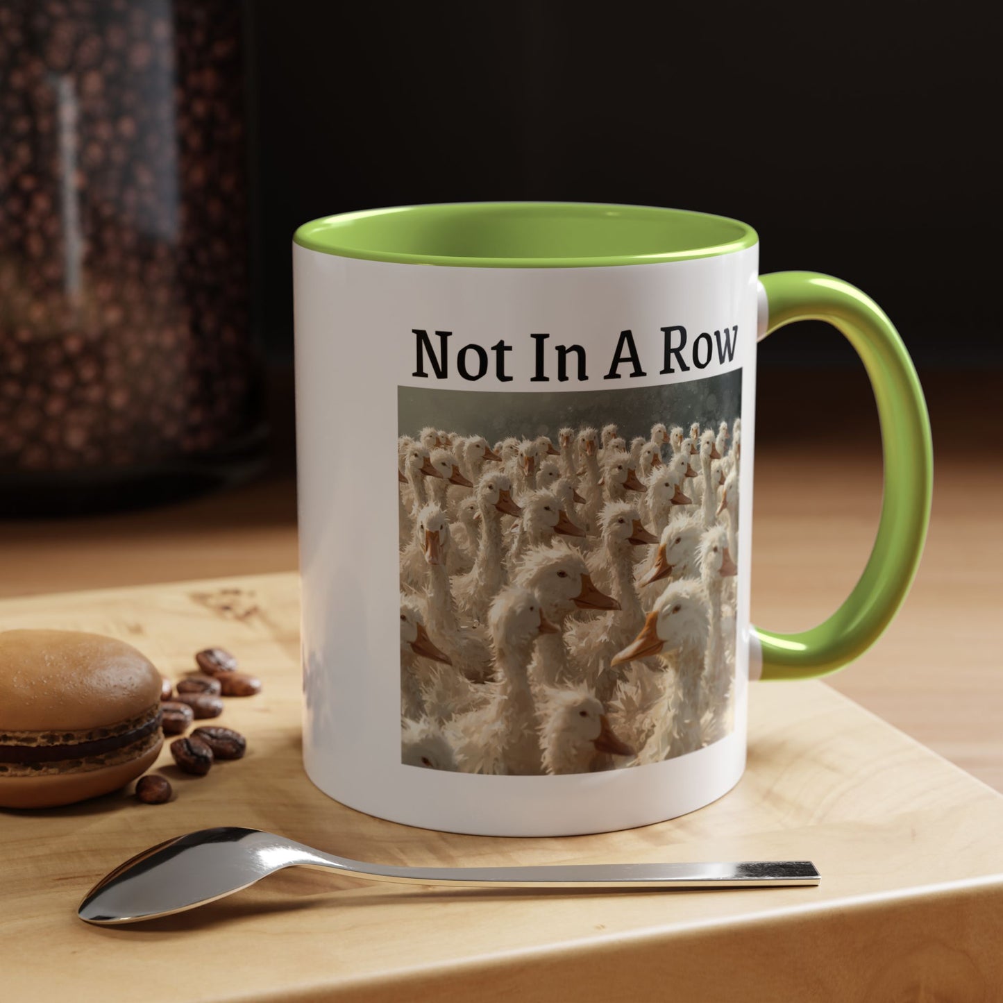 Not In A Row Coffee Mug — Funny Duck Flock Accent Mug (11/15oz)