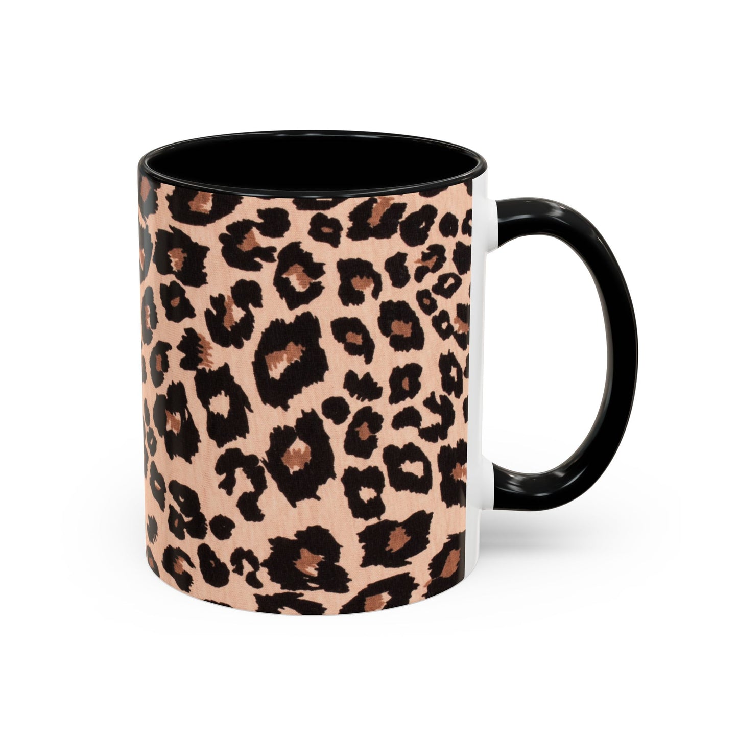 Leopard Print Accent Coffee Mug – 11/15oz Stylish Animal Print Ceramic Cup