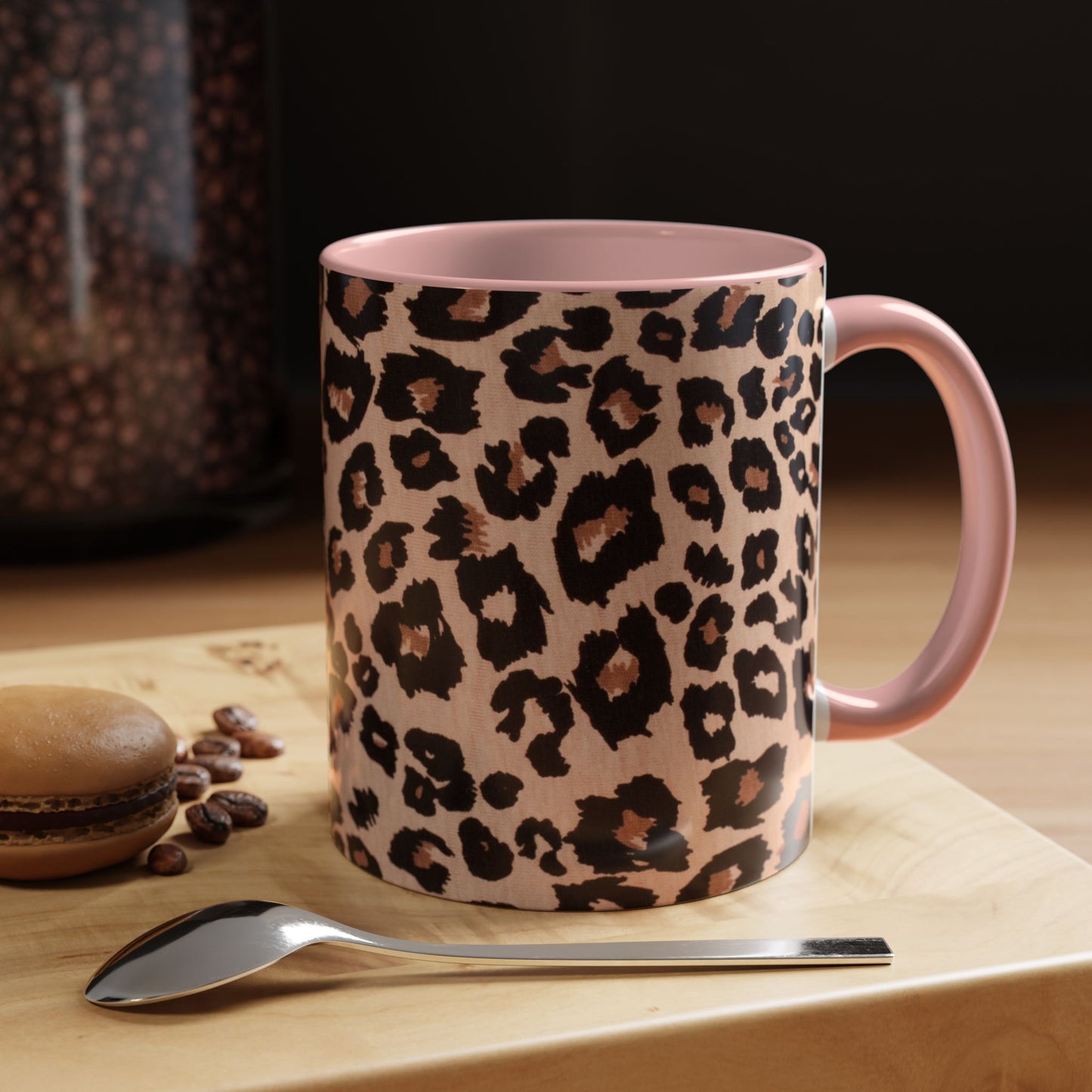 Leopard Print Accent Coffee Mug – 11/15oz Stylish Animal Print Ceramic Cup