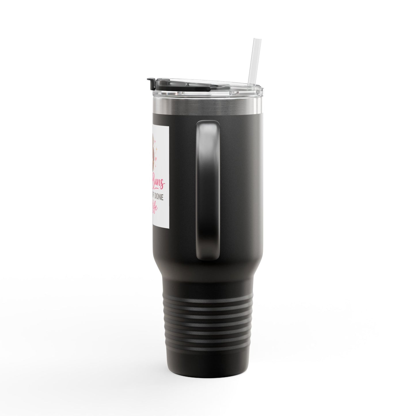 40oz Insulated Travel Mug — "Messy Buns Getting Stuff Done #MomLife"
