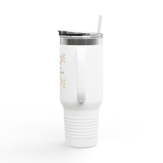 40oz Insulated Travel Mug — “I’m Not Old I’m a Queenager” Floral Crown Design