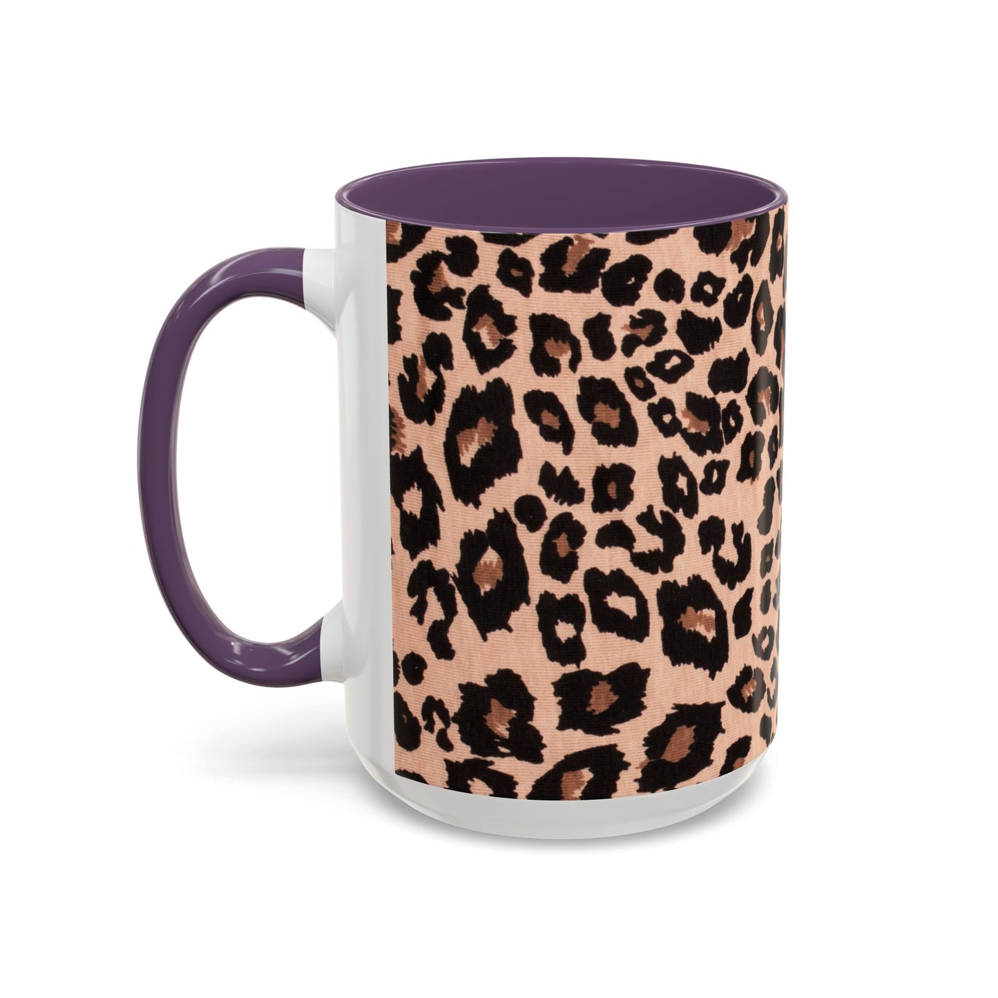 Leopard Print Accent Coffee Mug – 11/15oz Stylish Animal Print Ceramic Cup