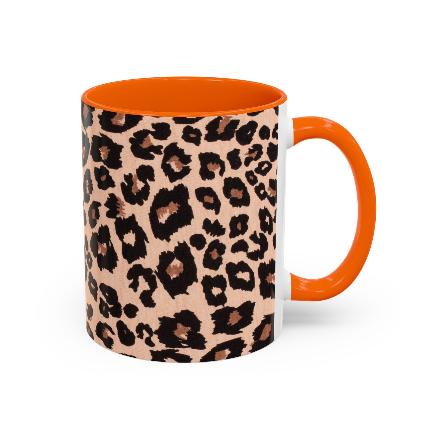 Leopard Print Accent Coffee Mug – 11/15oz Stylish Animal Print Ceramic Cup