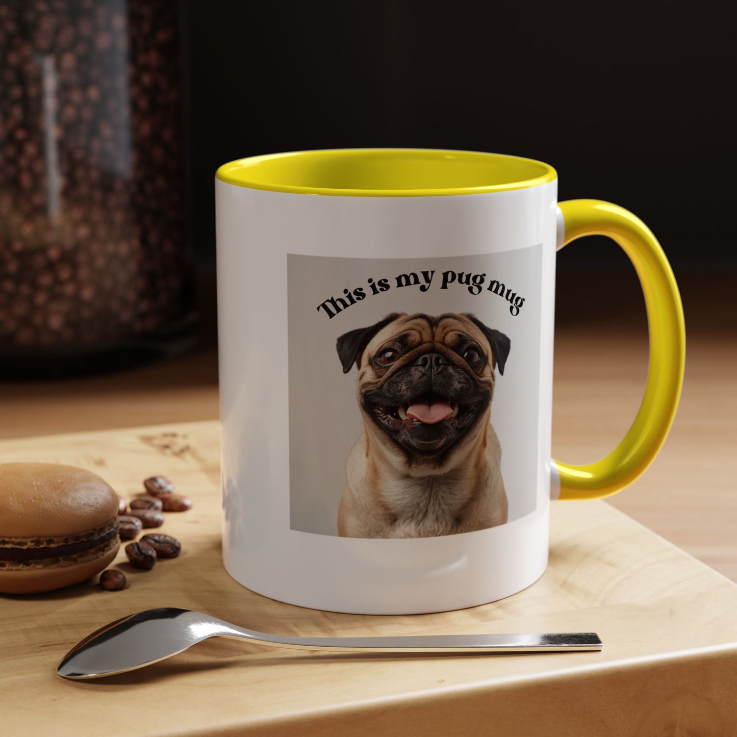 Pug Coffee Mug — "This is my pug mug" Accent Ceramic Cup (11/15oz)