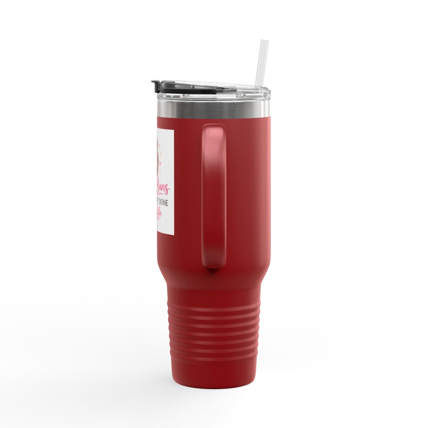 40oz Insulated Travel Mug — "Messy Buns Getting Stuff Done #MomLife"