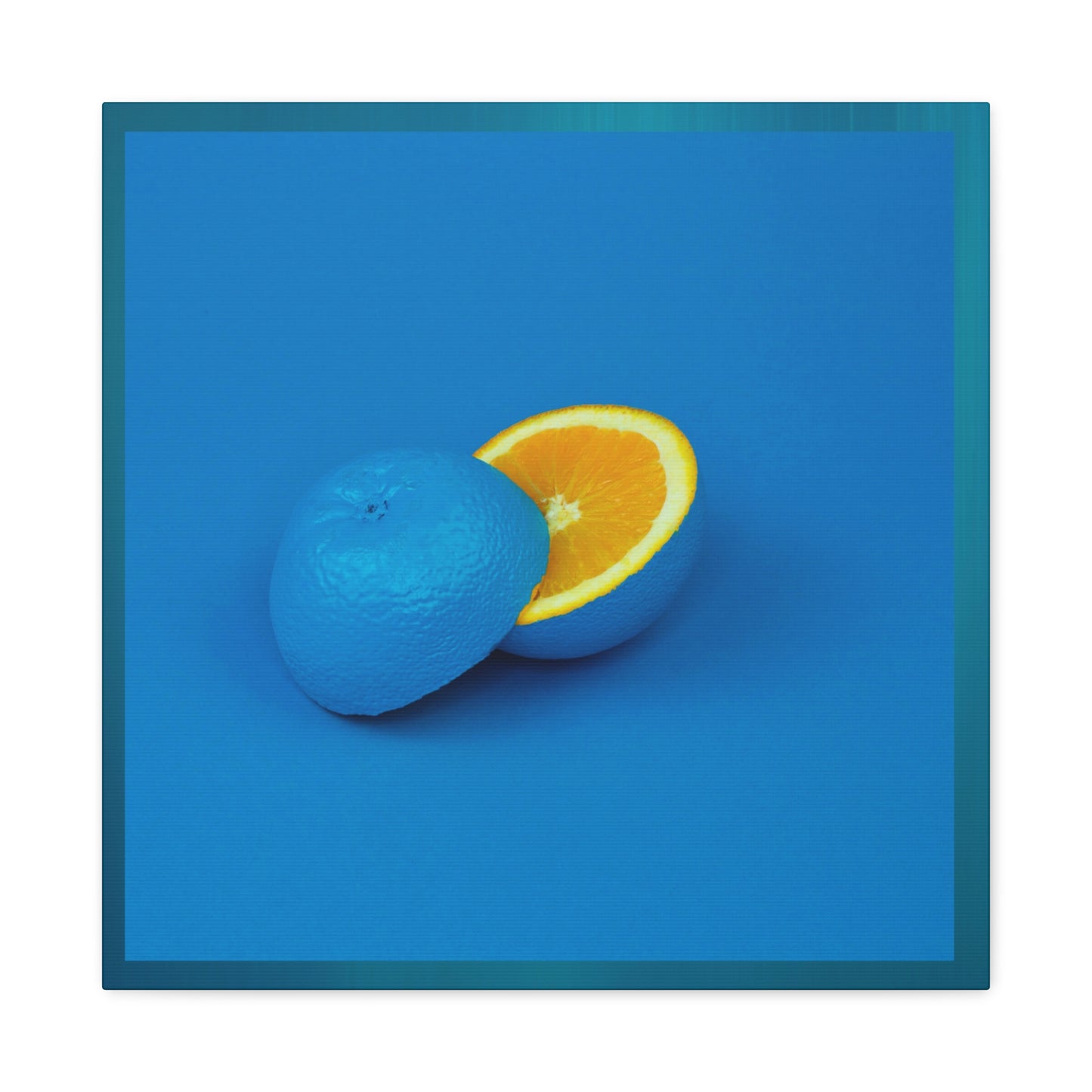 Blue Orange Canvas Art Print — Vibrant Surreal Fruit Wall Decor