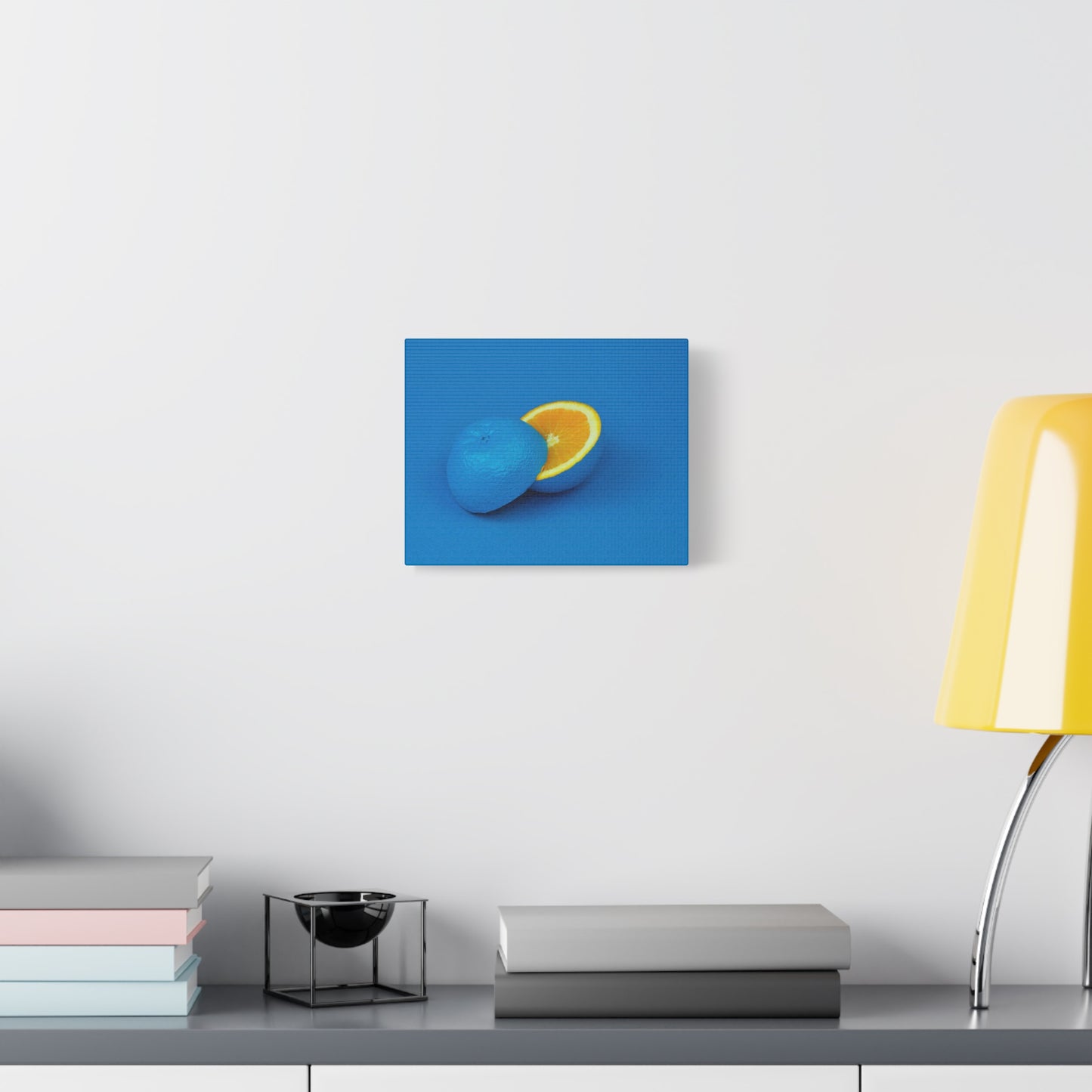 Blue Orange Canvas Art Print — Vibrant Surreal Fruit Wall Decor