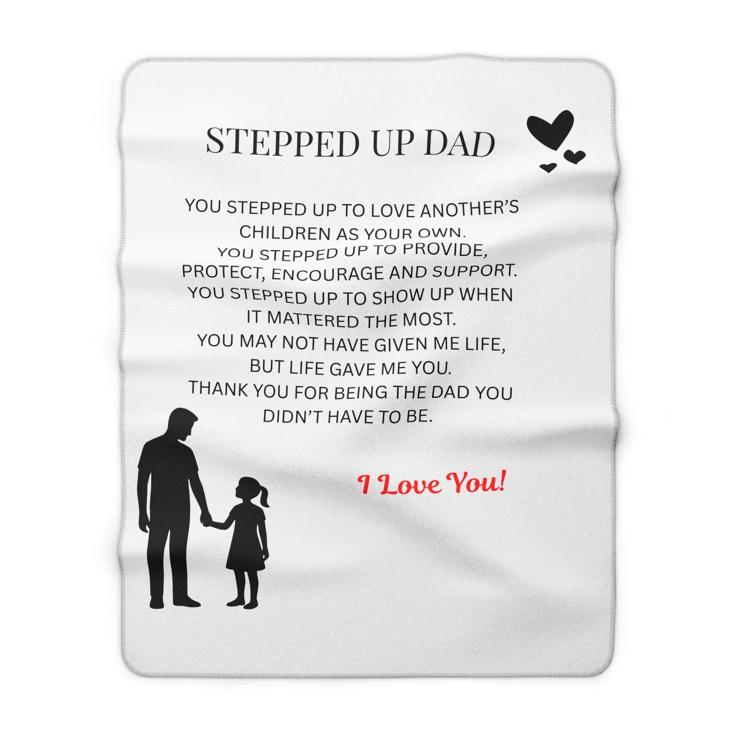 Stepped Up Dad Sherpa Fleece Blanket — "I Love You" Keepsake for Stepdads