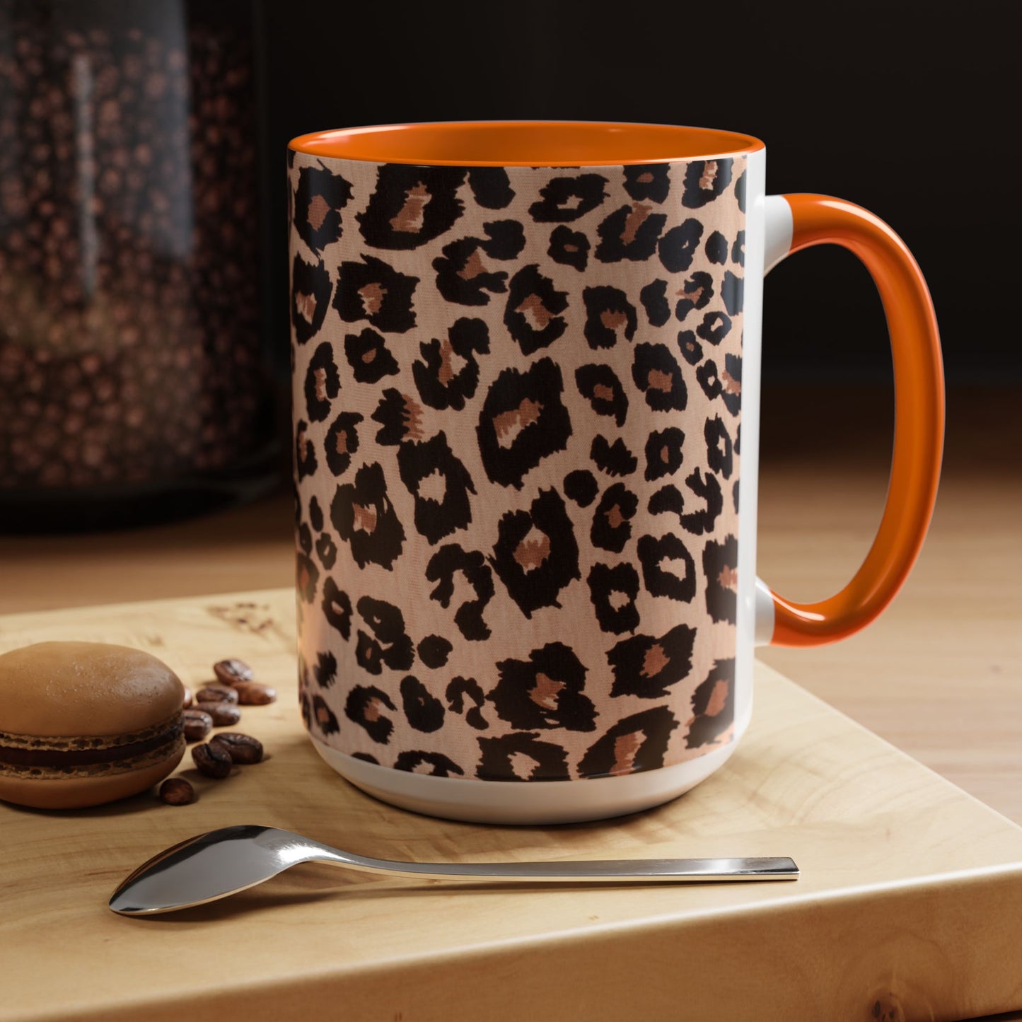 Leopard Print Accent Coffee Mug – 11/15oz Stylish Animal Print Ceramic Cup