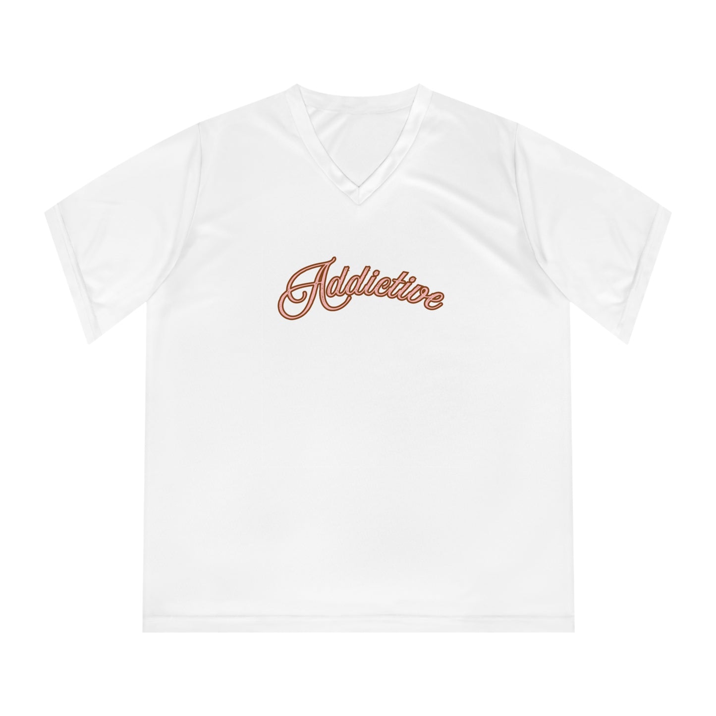 Addictive Script V-Neck T‑Shirt — Women's Casual Performance Tee