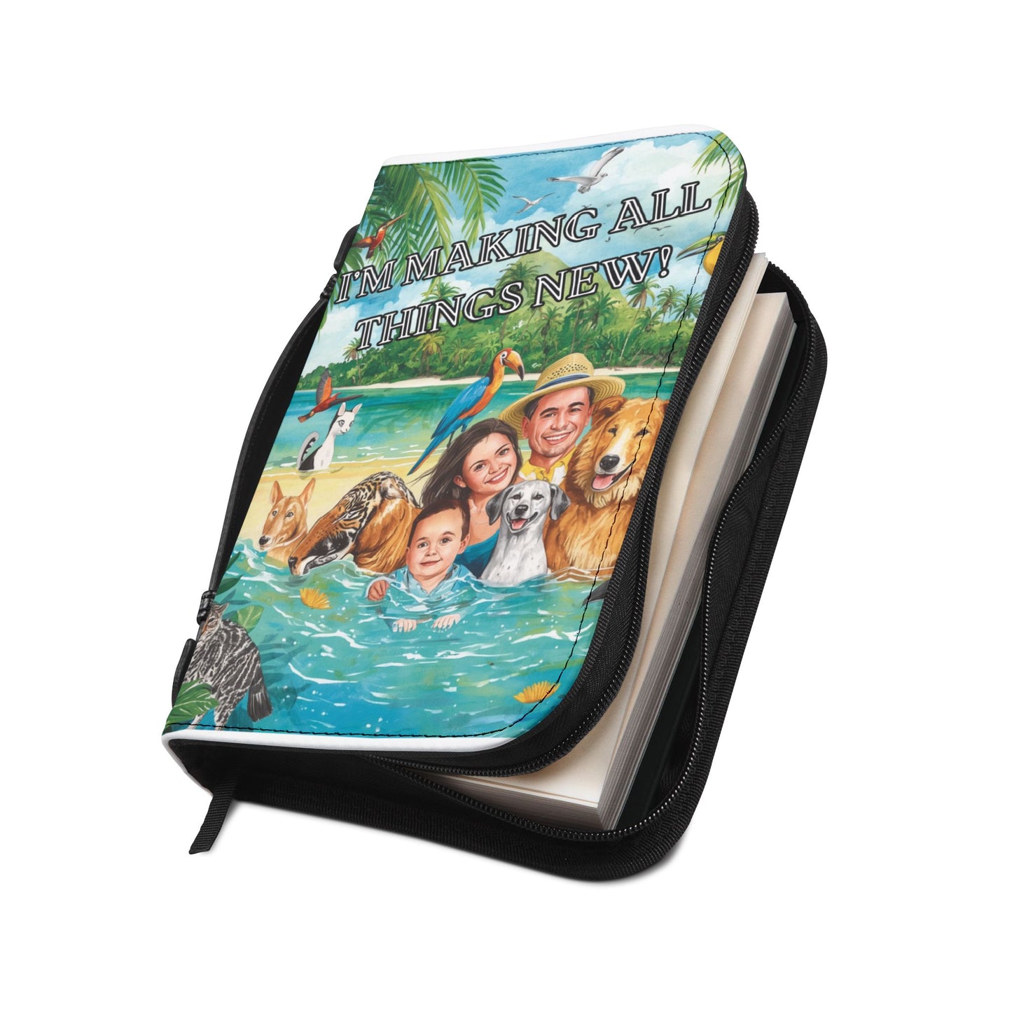 Bible Cover — "I'm Making All Things New" Inspirational Family & Pets Design
