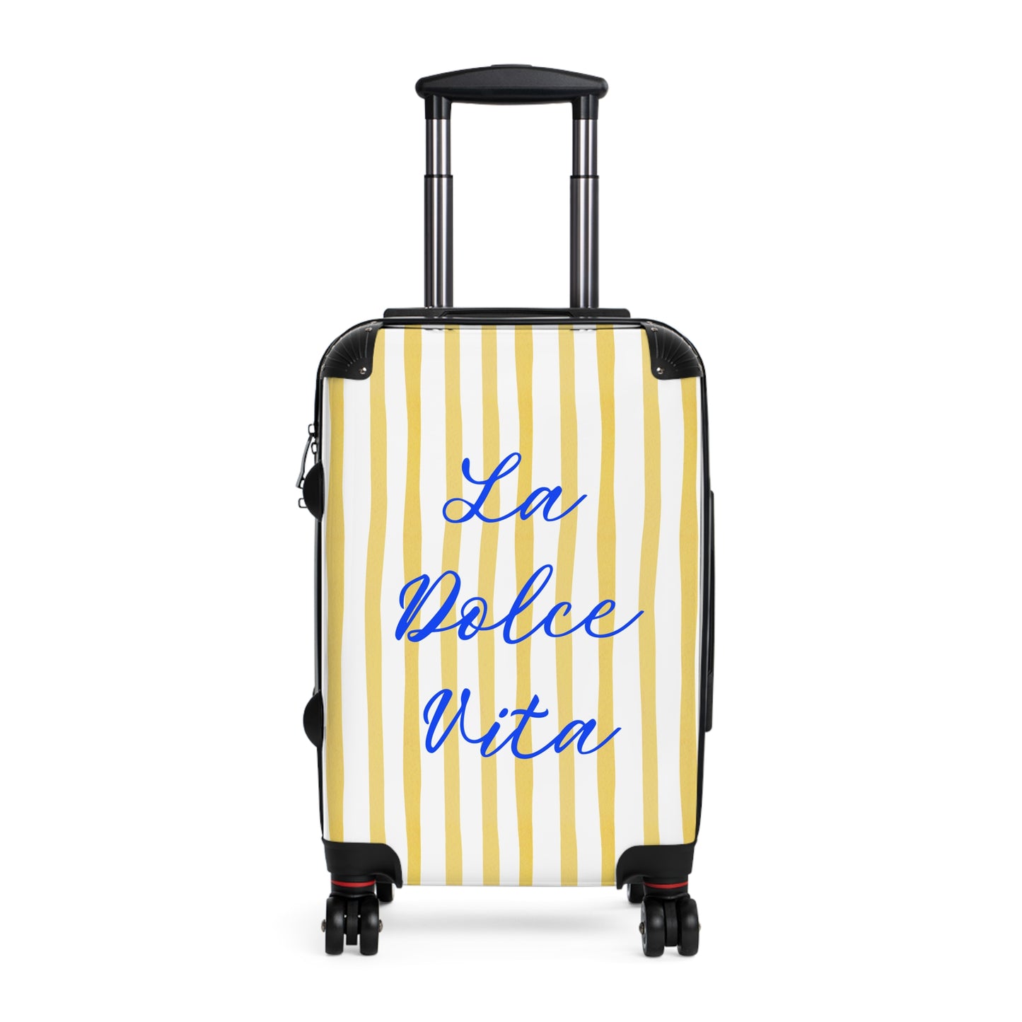 La Dolce Vita Carry-On Suitcase — Yellow Stripe Personalized Travel Luggage