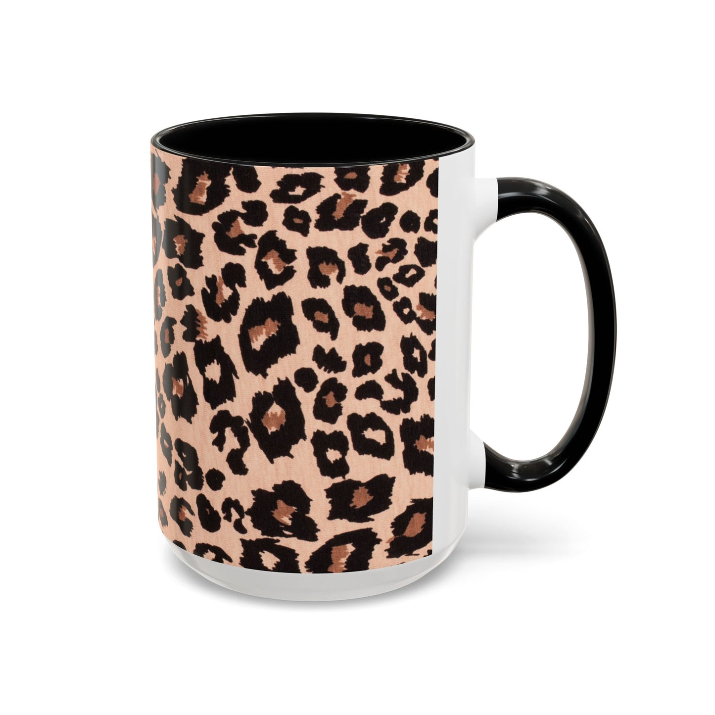 Leopard Print Accent Coffee Mug – 11/15oz Stylish Animal Print Ceramic Cup