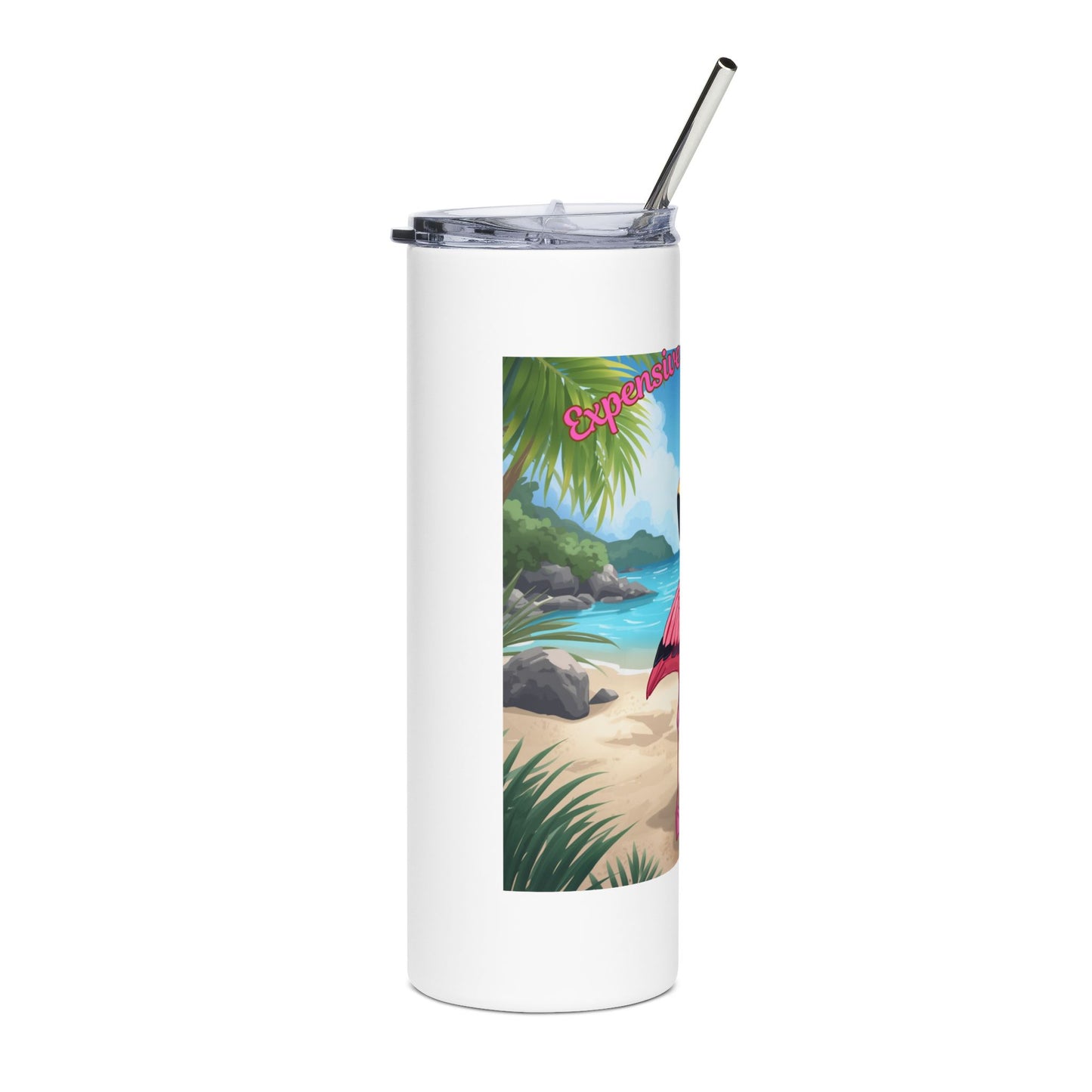 Flamingo Beach Tumbler — 'Sunshine & Cocktails' 20oz Stainless Steel Travel Cup