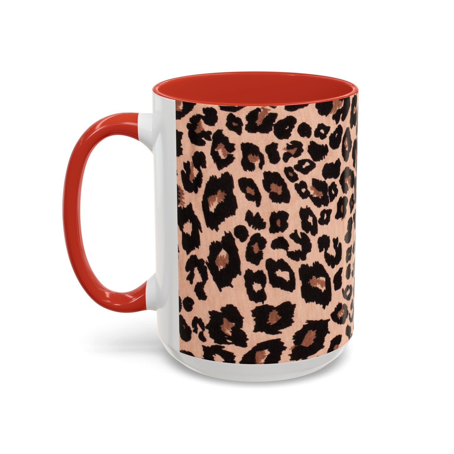 Leopard Print Accent Coffee Mug – 11/15oz Stylish Animal Print Ceramic Cup