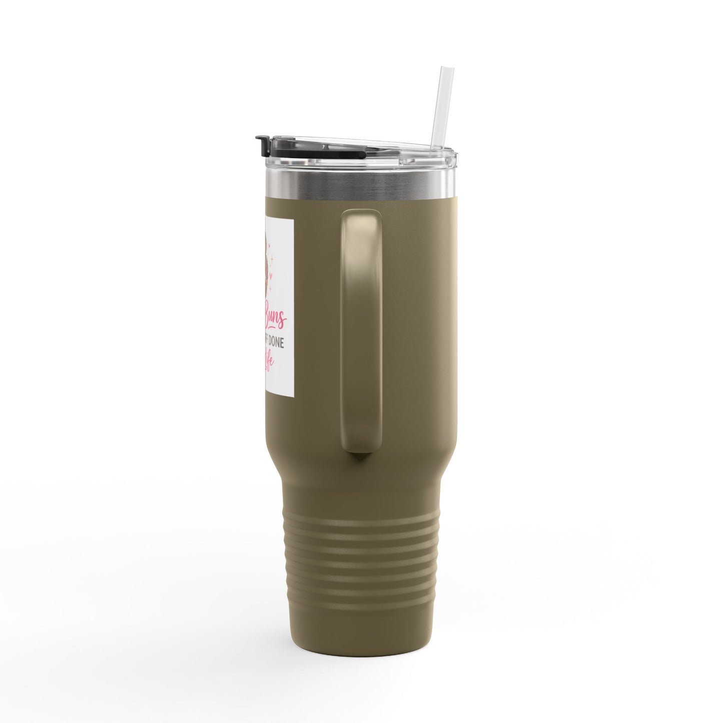 40oz Insulated Travel Mug — "Messy Buns Getting Stuff Done #MomLife"