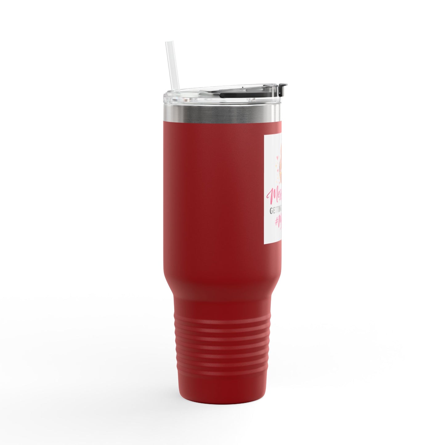 40oz Insulated Travel Mug — "Messy Buns Getting Stuff Done #MomLife"