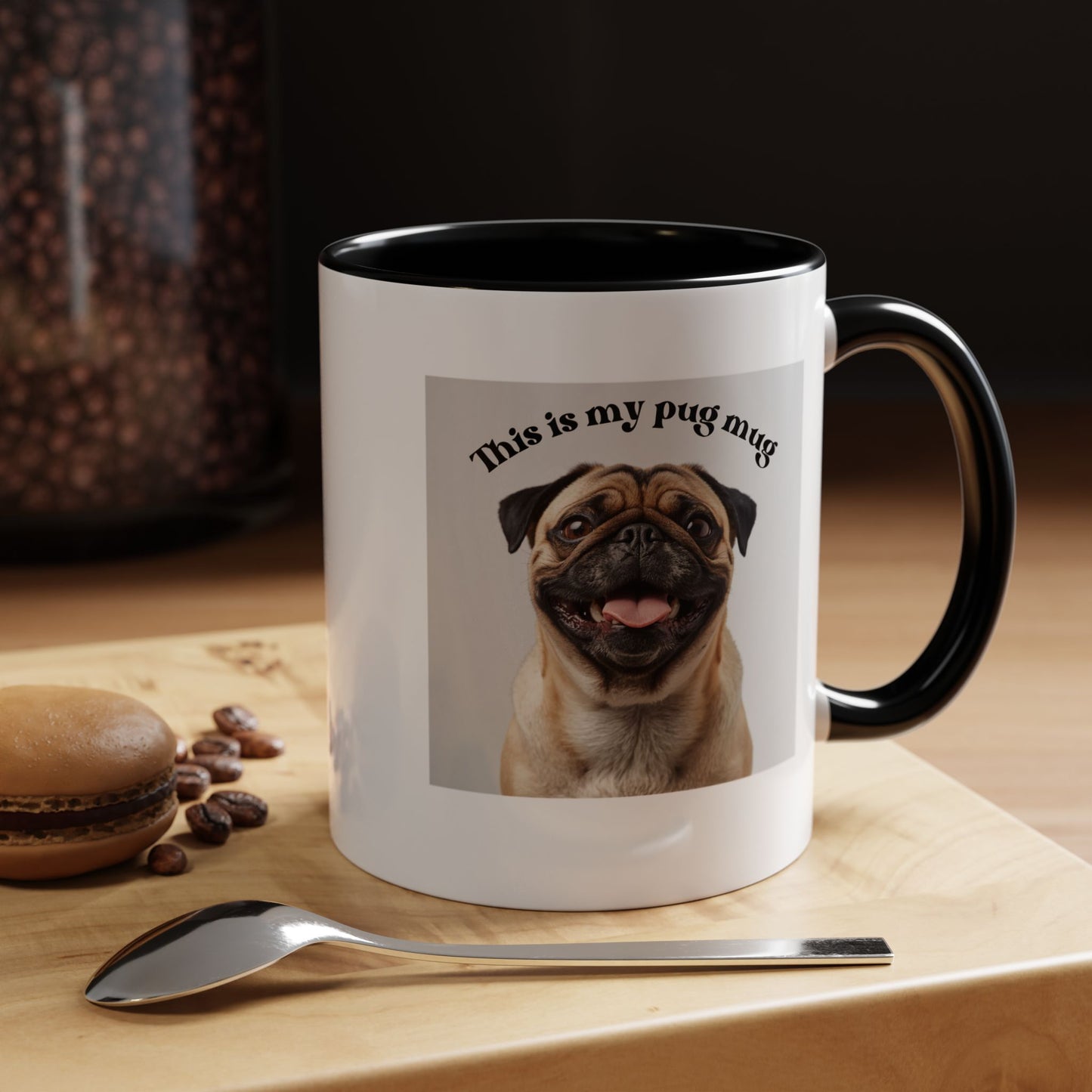 Pug Coffee Mug — "This is my pug mug" Accent Ceramic Cup (11/15oz)