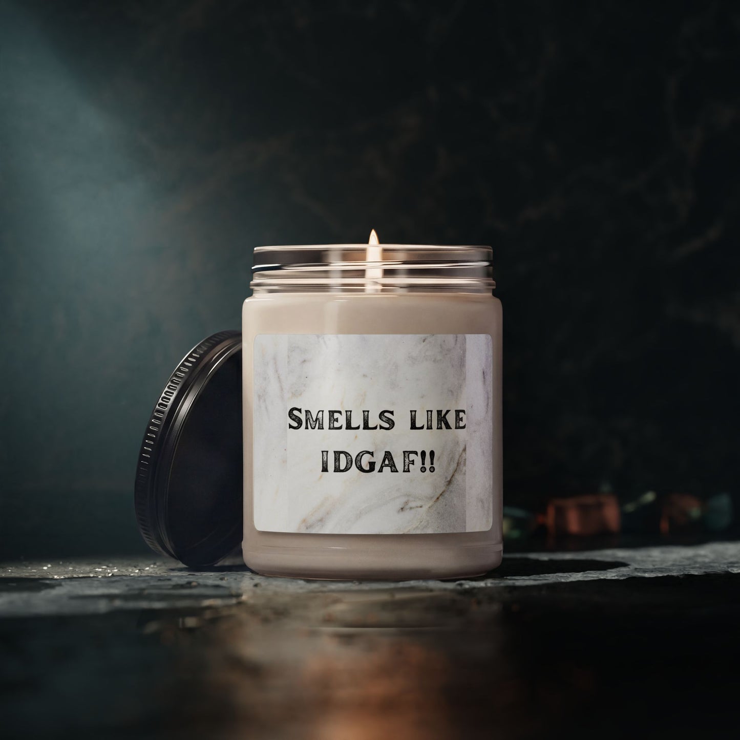 Smells Like IDGAF Soy Candle — 9oz Scented Jar, Funny Spa Gift
