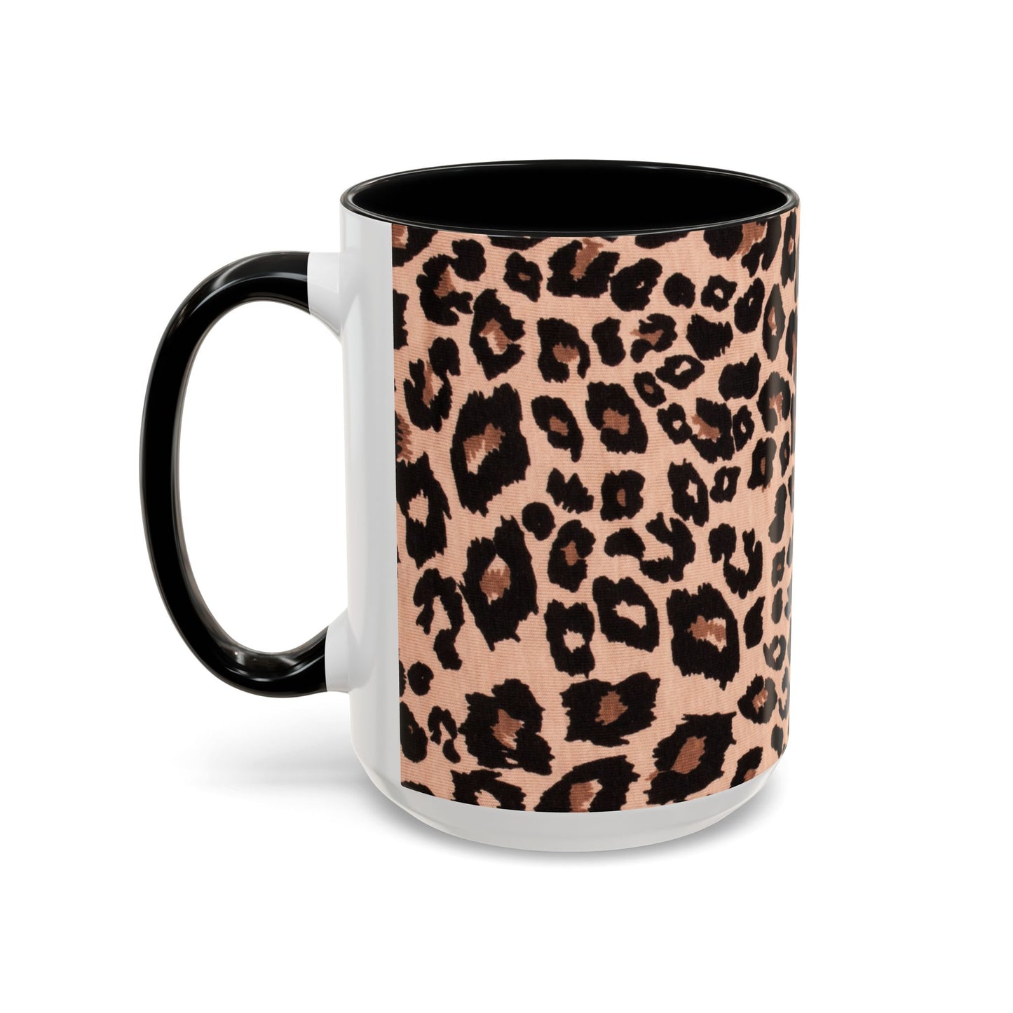 Leopard Print Accent Coffee Mug – 11/15oz Stylish Animal Print Ceramic Cup