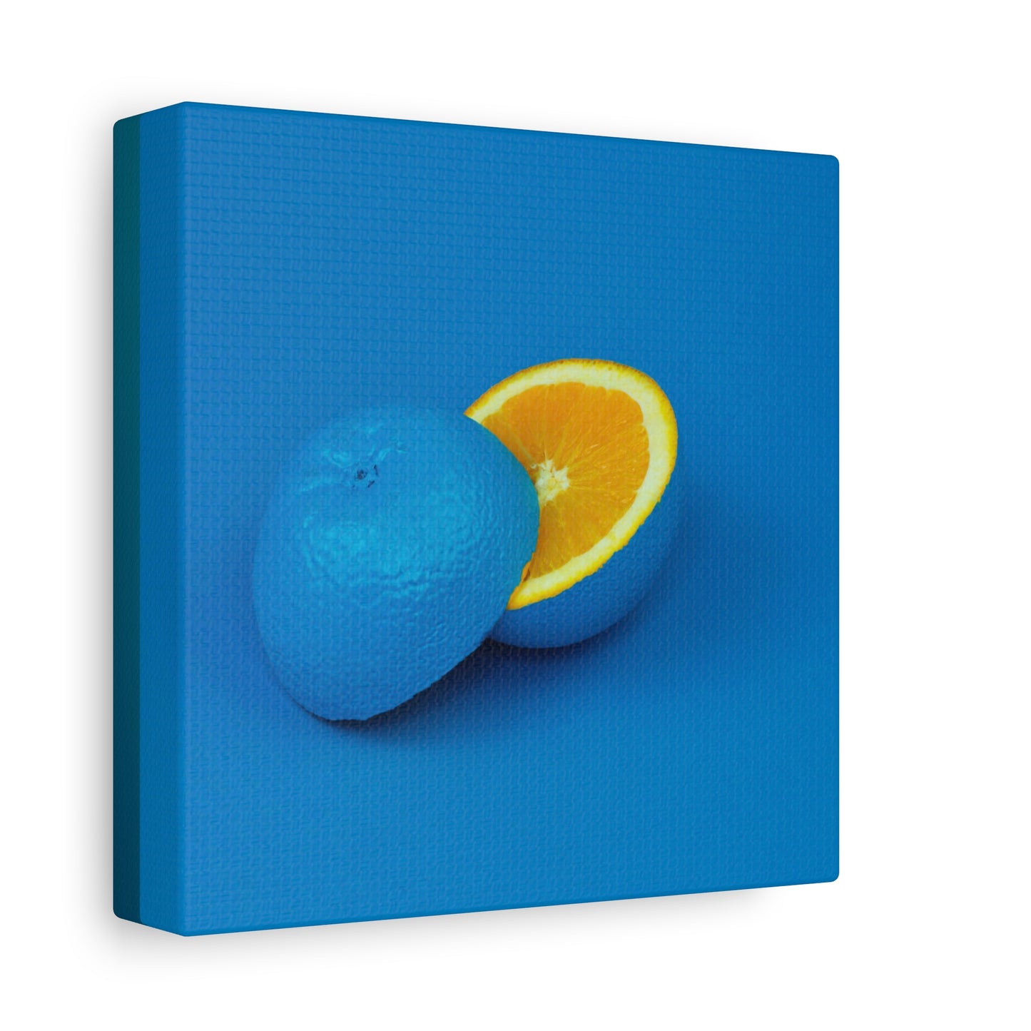 Blue Orange Canvas Art Print — Vibrant Surreal Fruit Wall Decor