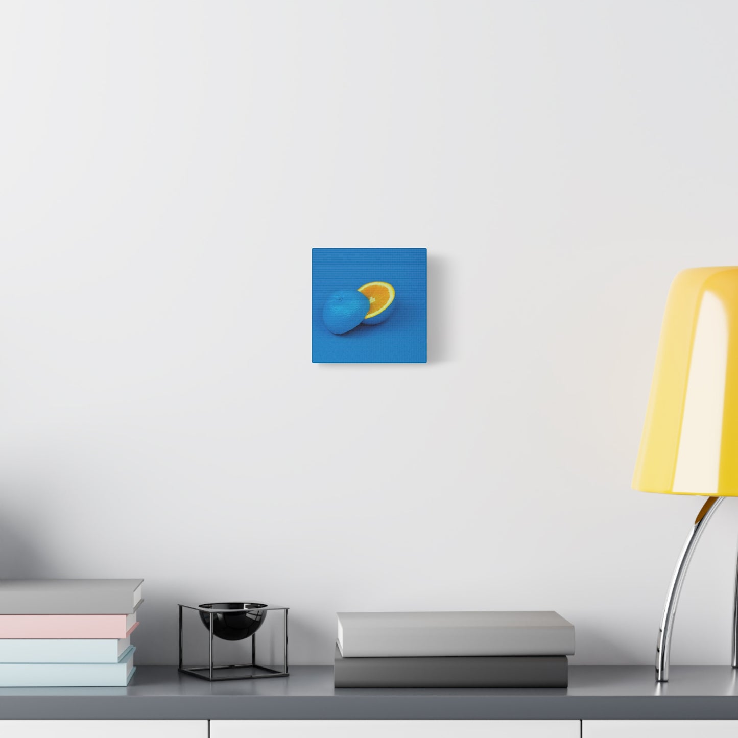 Blue Orange Canvas Art Print — Vibrant Surreal Fruit Wall Decor